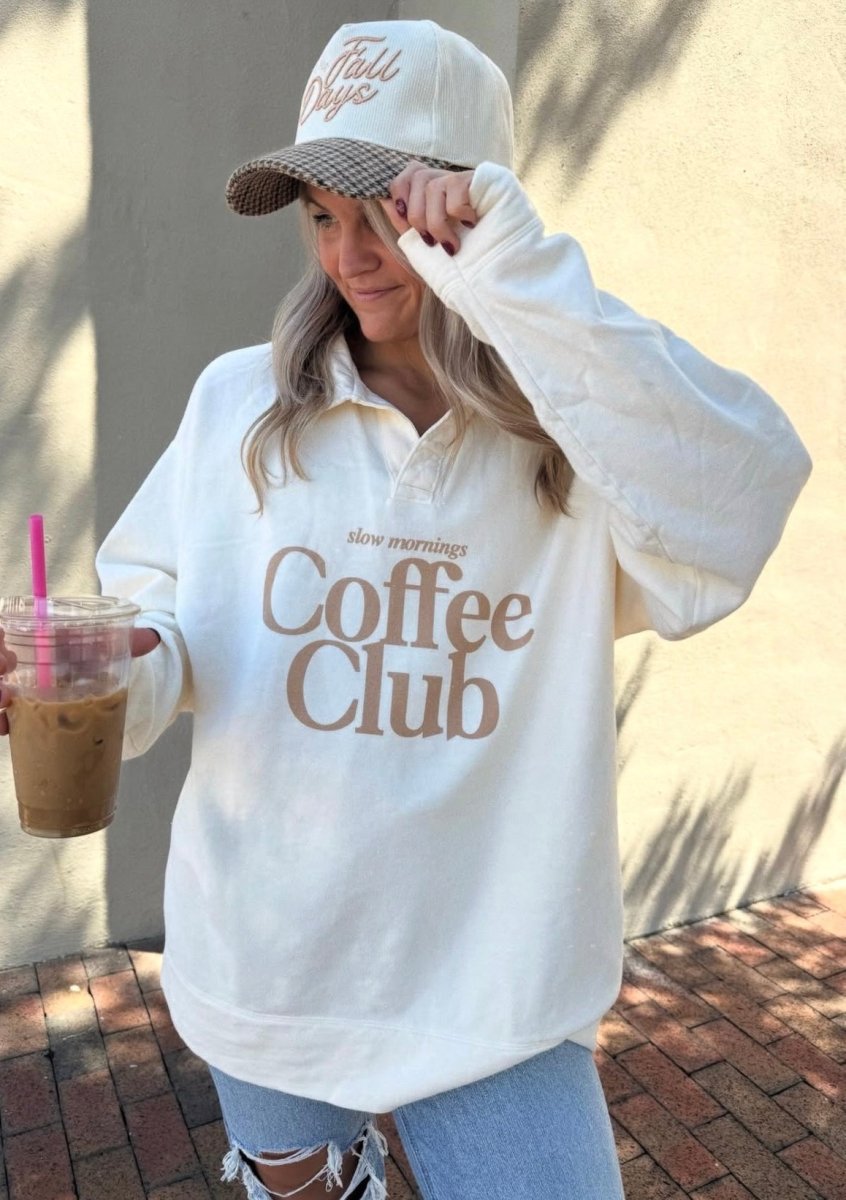 'Coffee Club' Polo Pullover