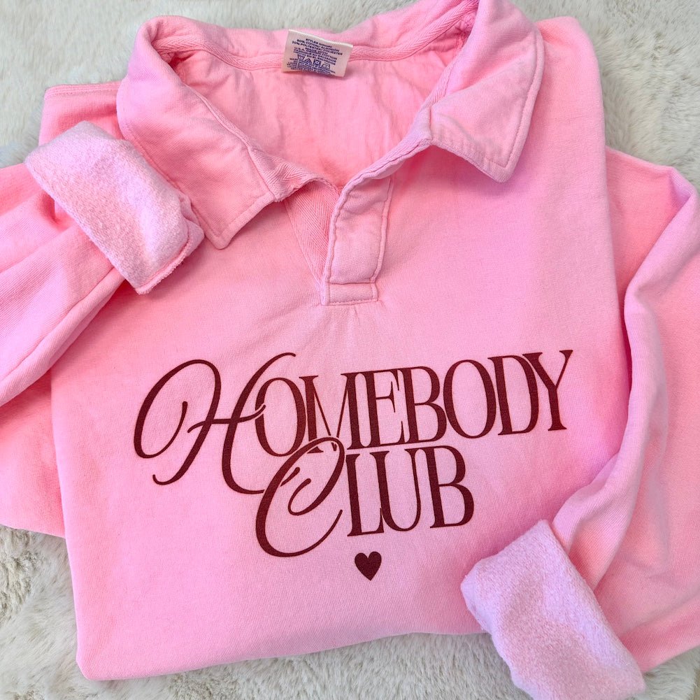 'Homebody Heart Club' Polo Pullover