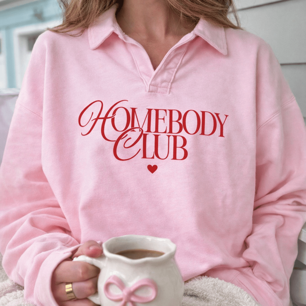 'Homebody Heart Club' Polo Pullover