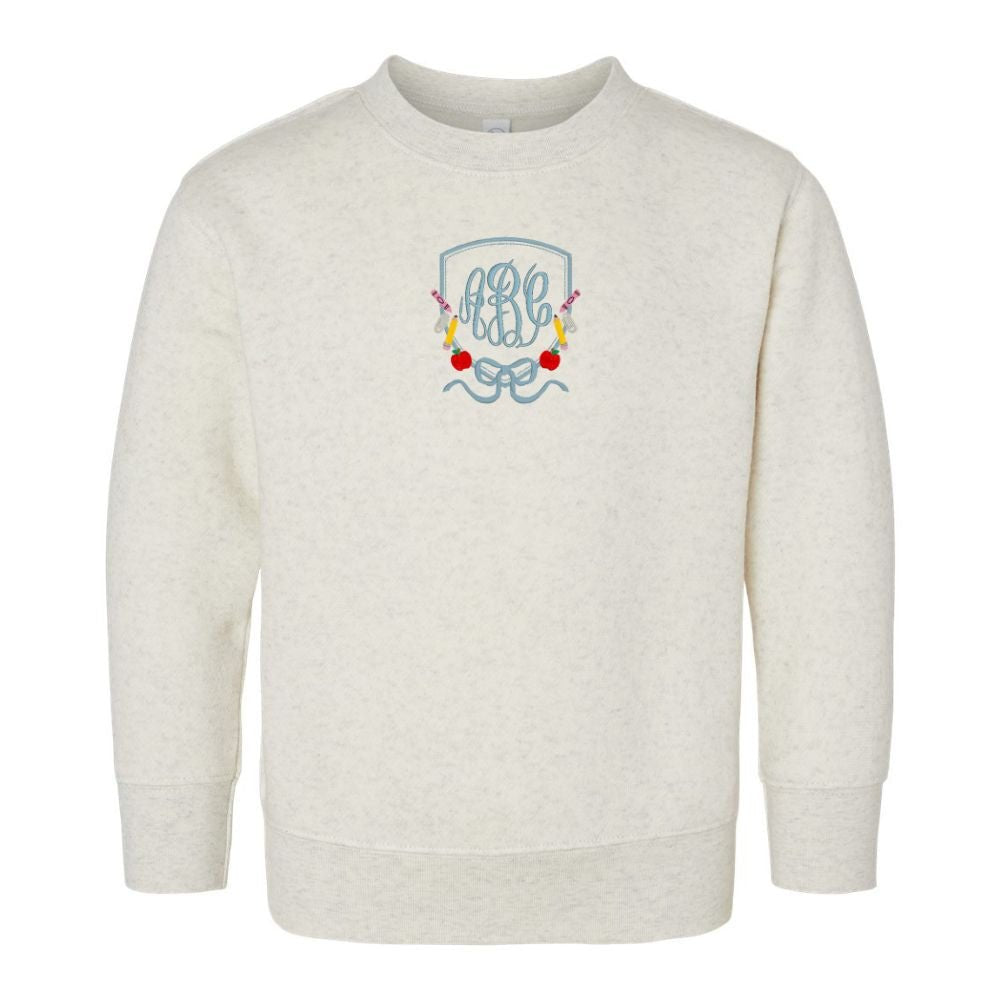 Kids Monogrammed 'Classroom Crest Royalty' Crewneck