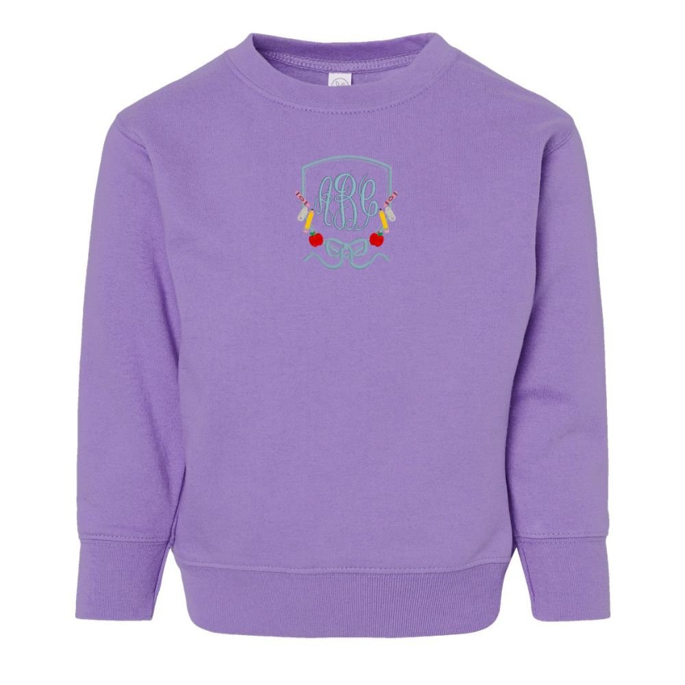 Kids Monogrammed 'Classroom Crest Royalty' Crewneck